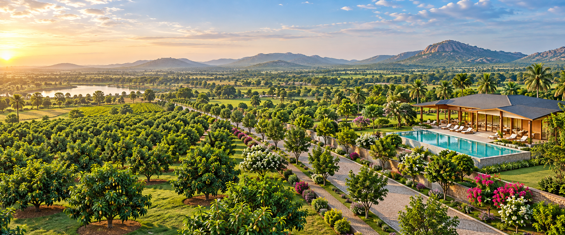 Artist impression of a green farm community
