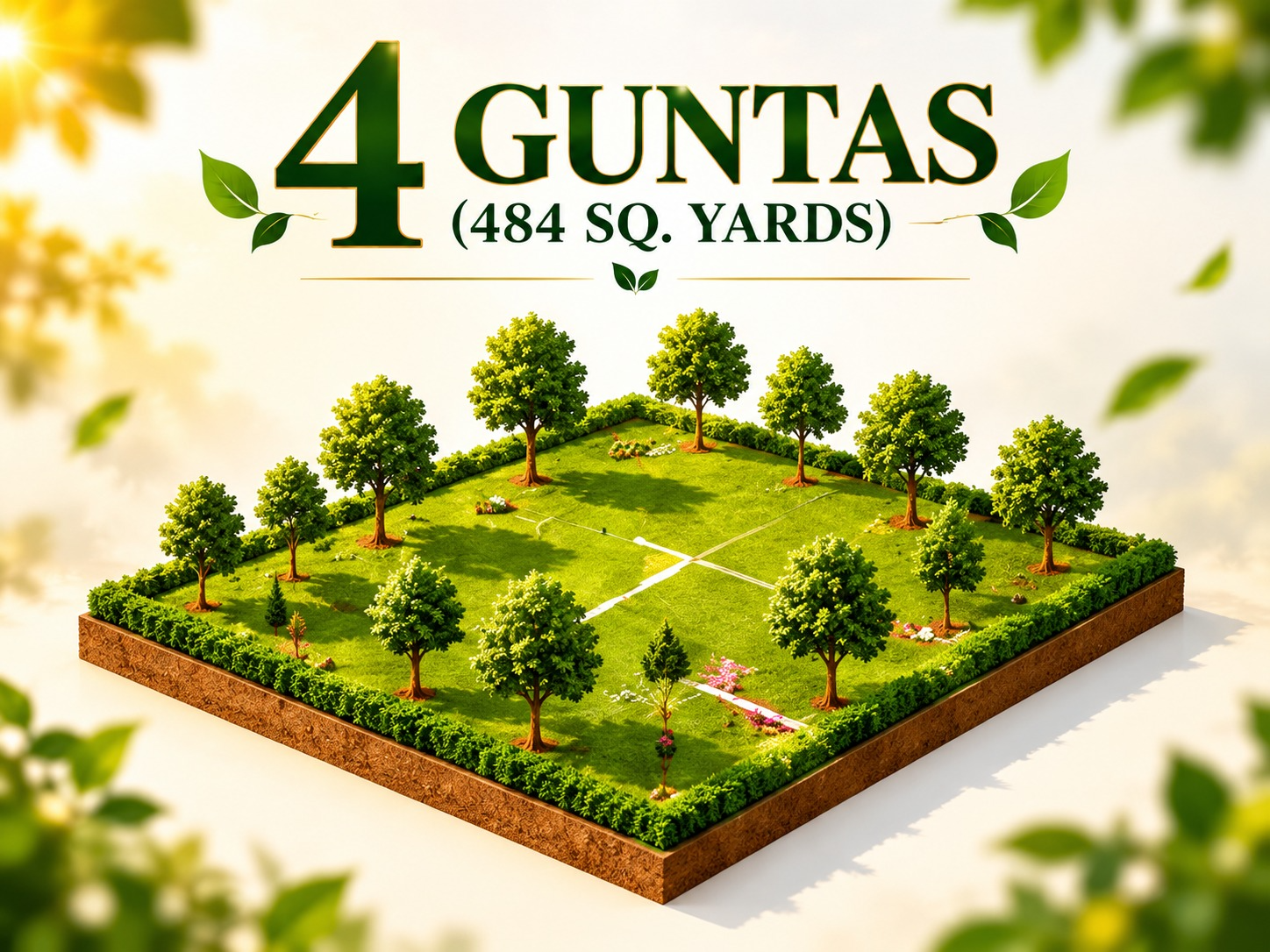 4 guntas (484 sq. yards) farm plot concept illustration